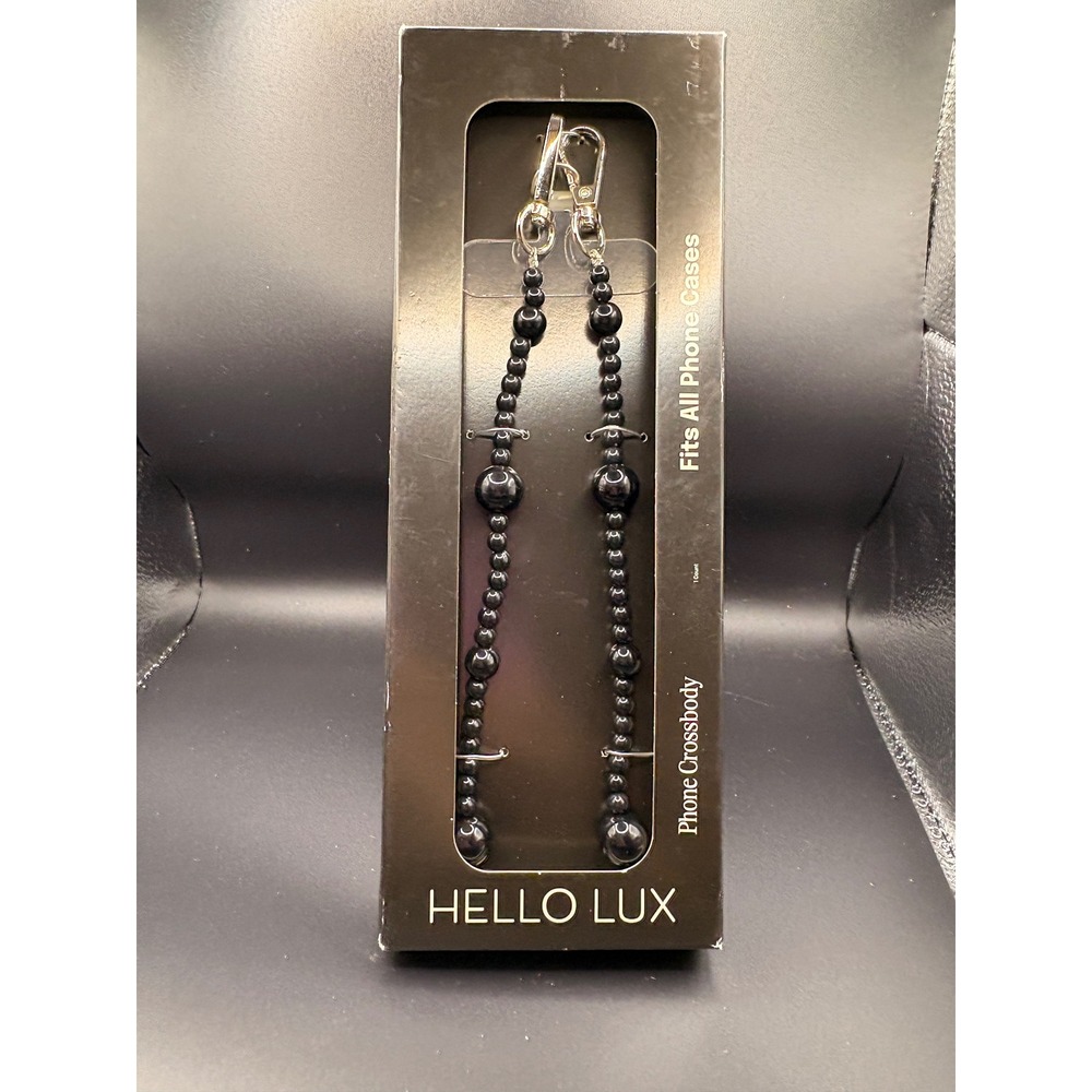 Hello Lux Universal Phone Crossbody Beaded Strap Mixed Shiny Black Beads 51.2in